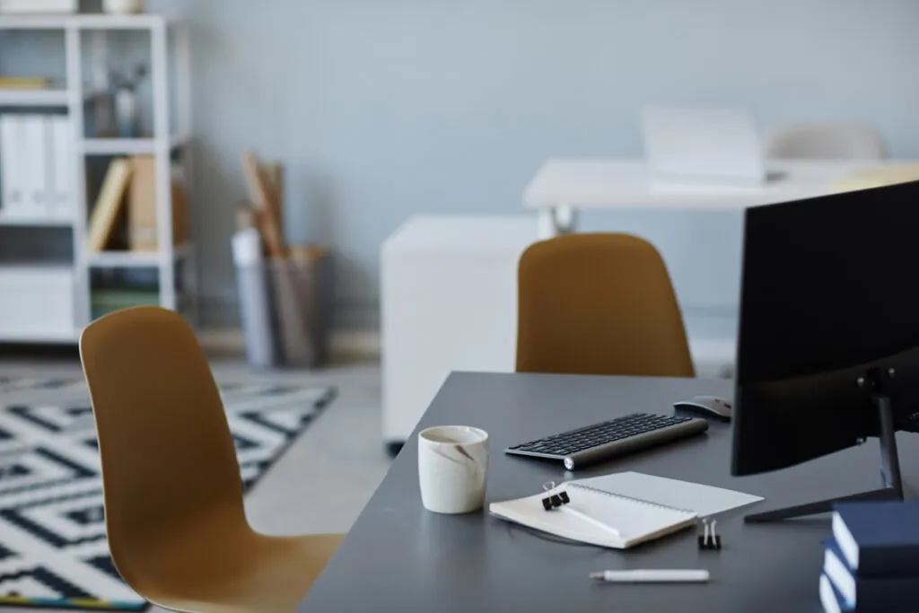 Empty meeting room prepared for a conversation