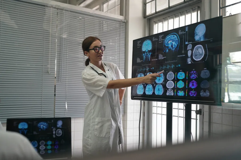 Doctor presenting medical imaging