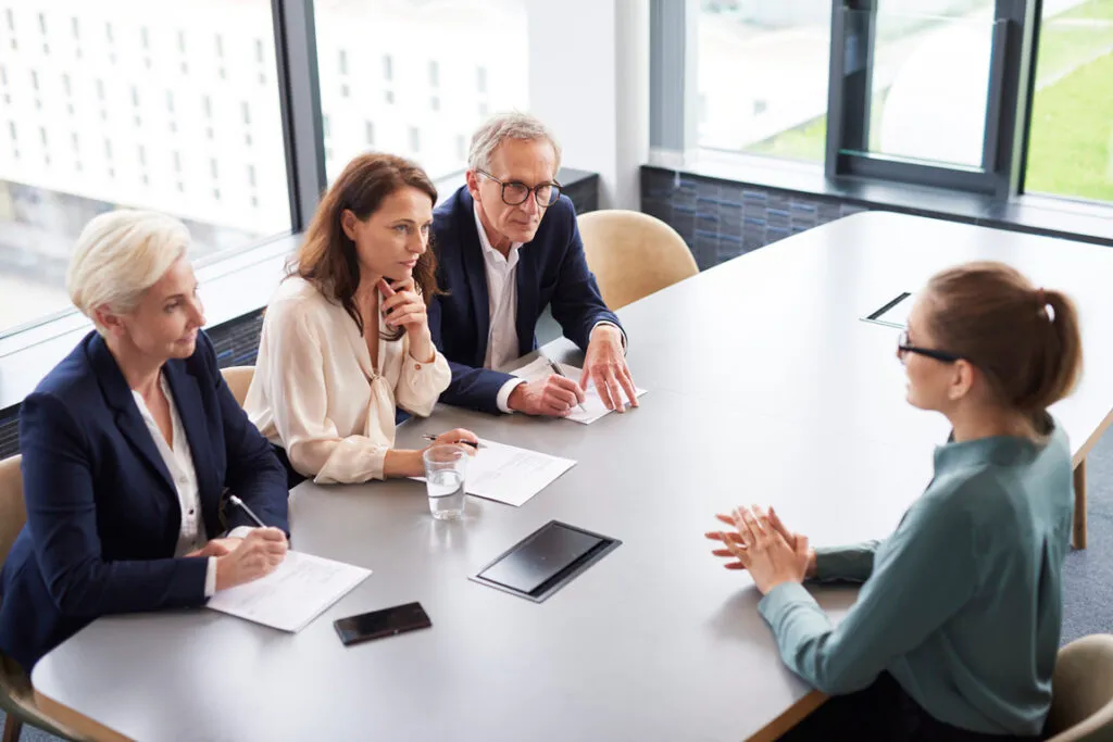 Candidate meeting with a hiring team